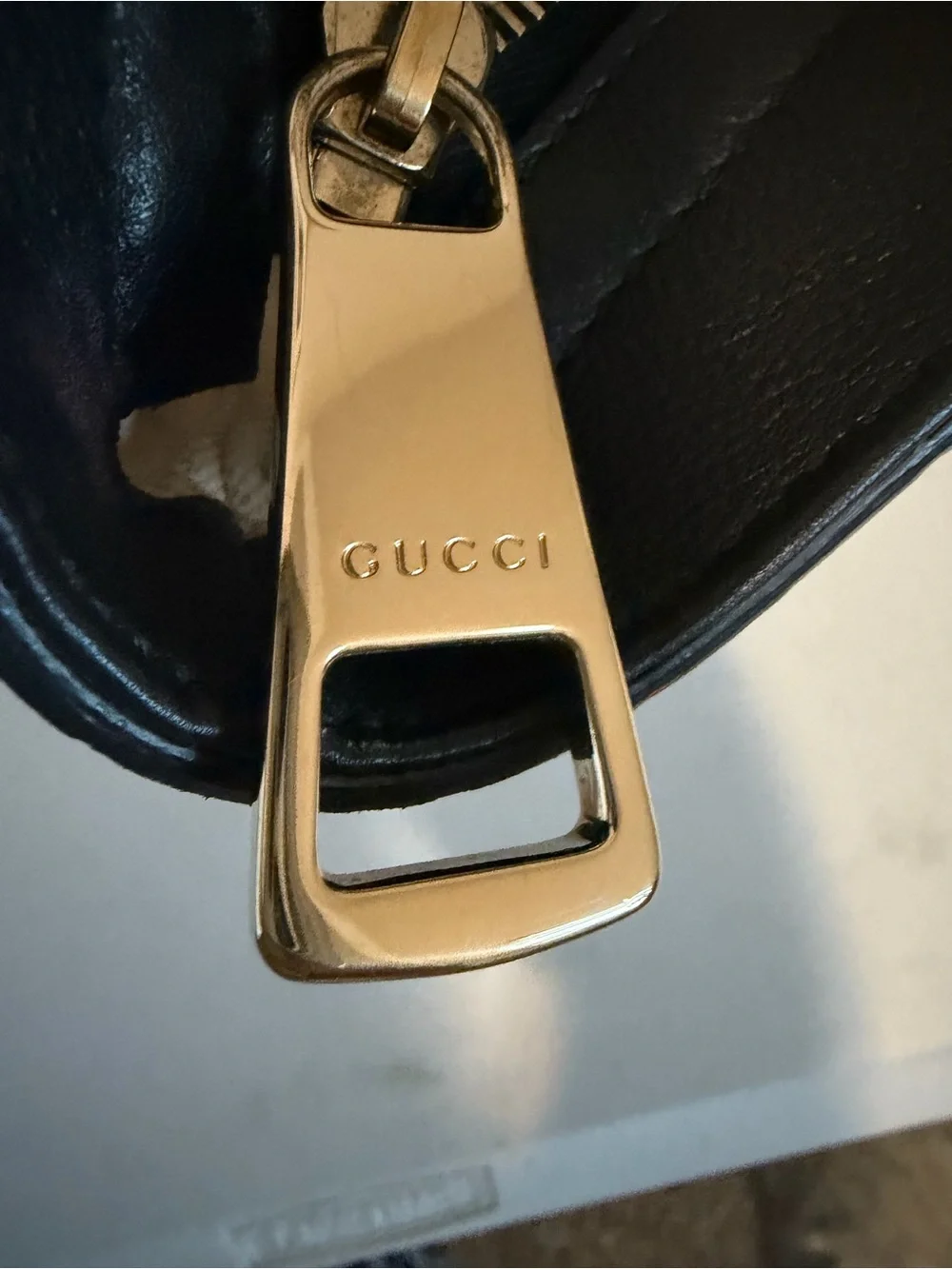 Gucci Black GG Embossed Tote with Gold Accent